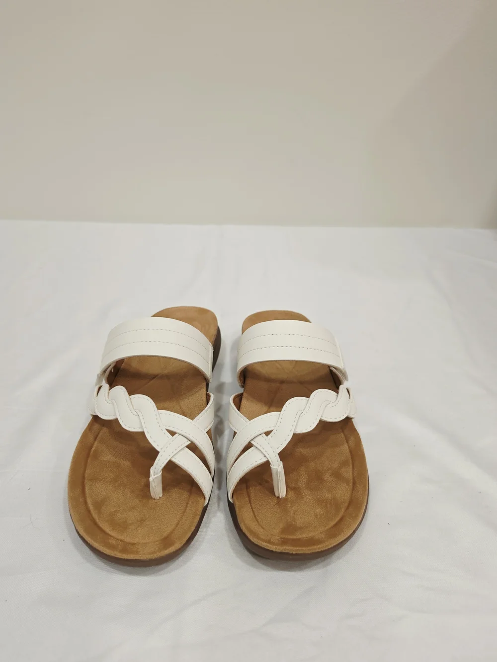 Easy Spirit White Warren Braided Slide Sandals